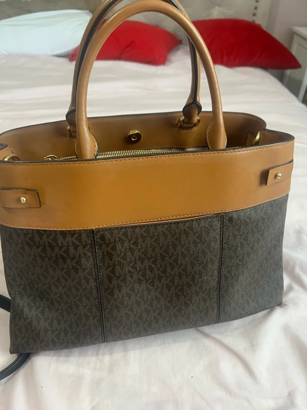 Michael Kors Brown and Dark Brown Signature Tote - Picture 2 of 6